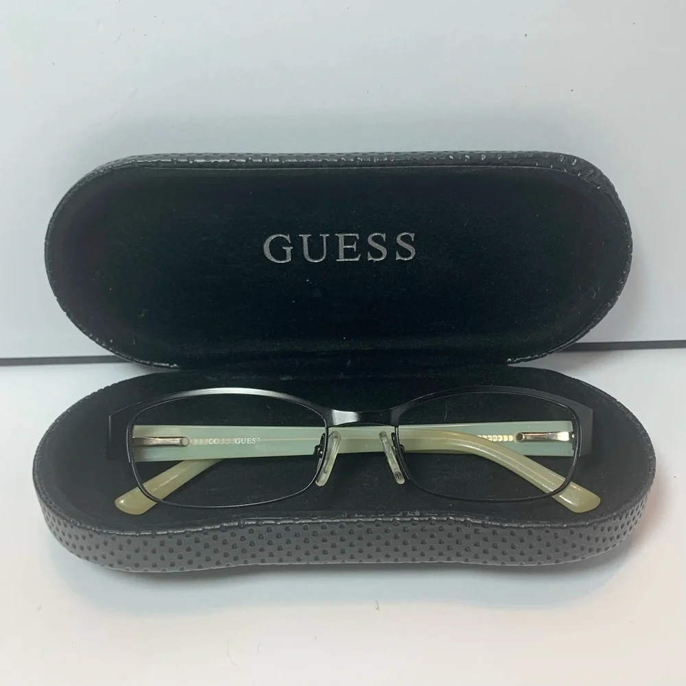 GUESS Full Rim Eyeglasses 52-18-135 Bronze Metal Frame/Pale Green Opaque Arms